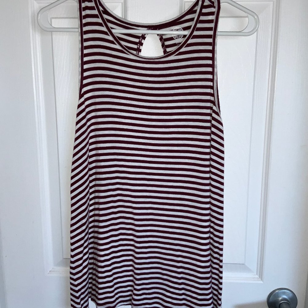 Maroon Striped Cotton Tank Top